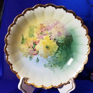 Vintage Floral Vegetable Bowl signed Renier